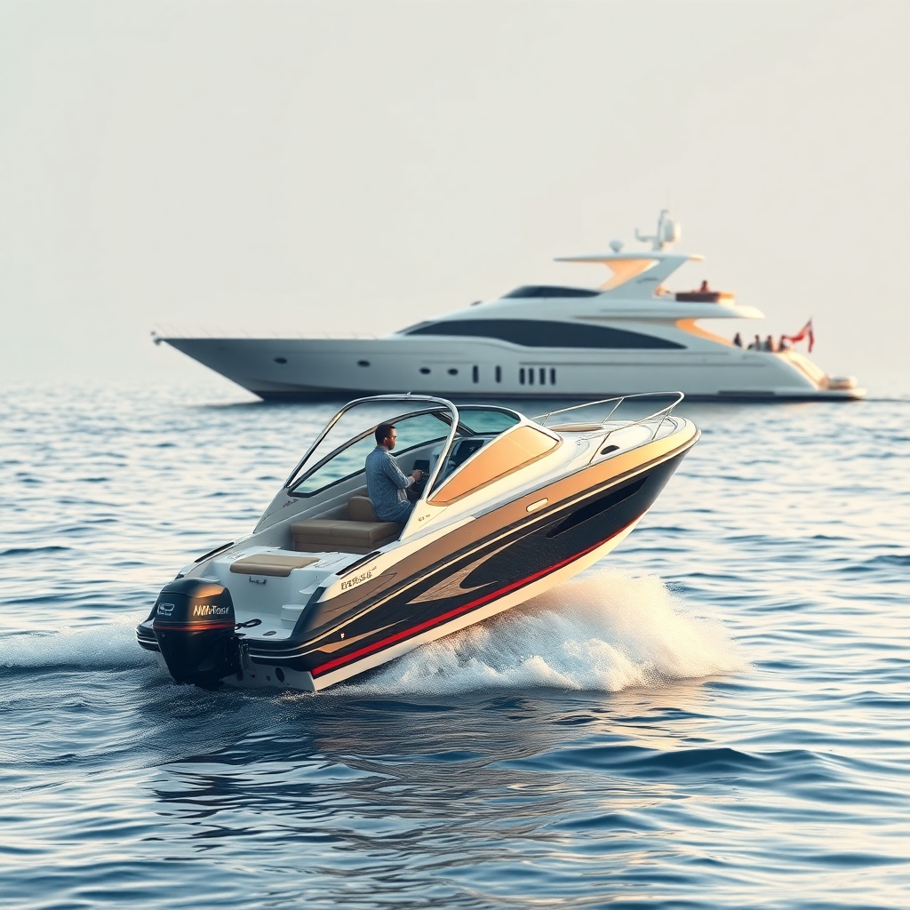 Ein kleines Motorboot legt an einem Steg an